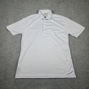 Collars and Co XXL Polo White Blue Windowpane Short Sleeve Golf Office Dress